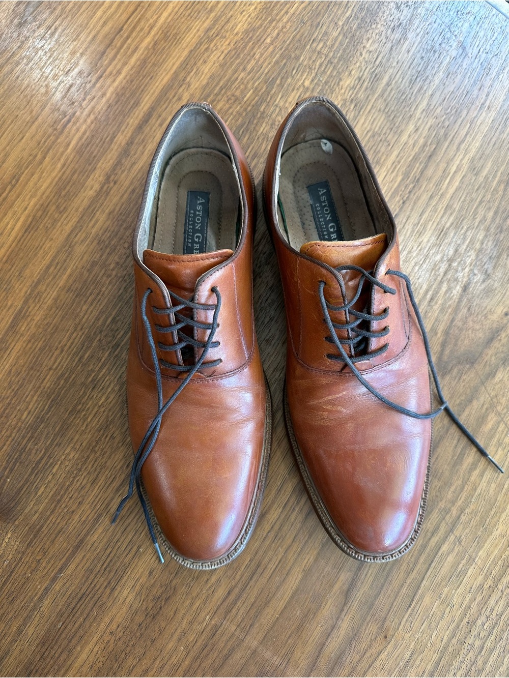 Aston Grey Men's Brown Leather Derby Shoes Size 10